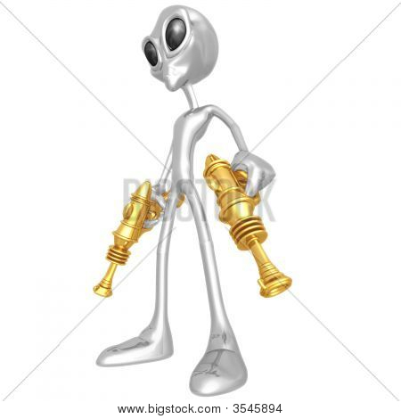 Чужеродных захватчиков с ретро Rayguns