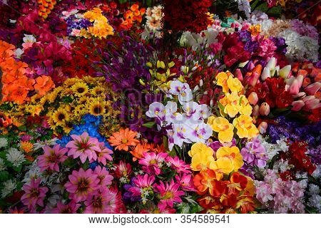 The Flower Shop Counter. Lots Of Different Colors.