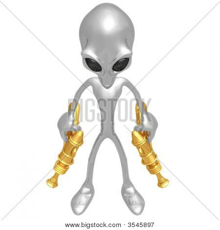 Чужеродных захватчиков с ретро Rayguns