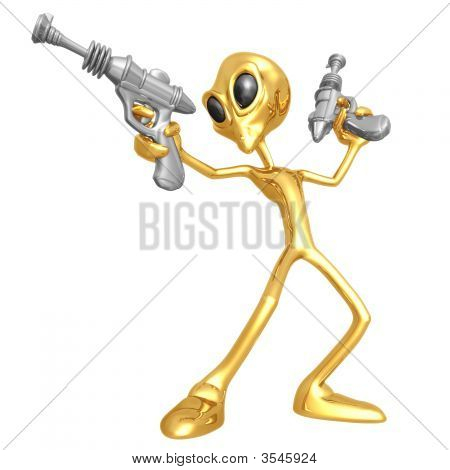 Чужеродных захватчиков с ретро Rayguns