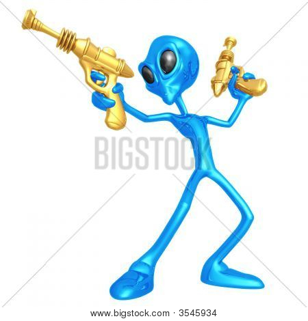 Чужеродных захватчиков с ретро Rayguns