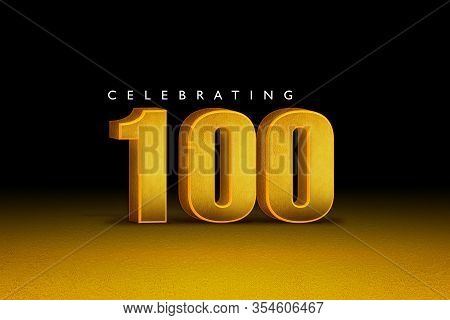 3d Rendering Of Celebrating 100 Banner. Thanks Followers Congratulation Card. 3d Illustration For So