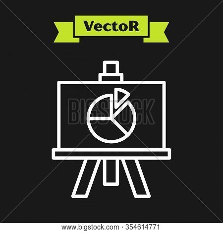 White Line Xyz Coordinate System Icon Isolated On Black Background. Xyz Axis For Graph Statistics Di