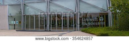 Dessau - August 05, 2018: Environment, Glass Facade And Entrance Area Of The Federal Environmental A