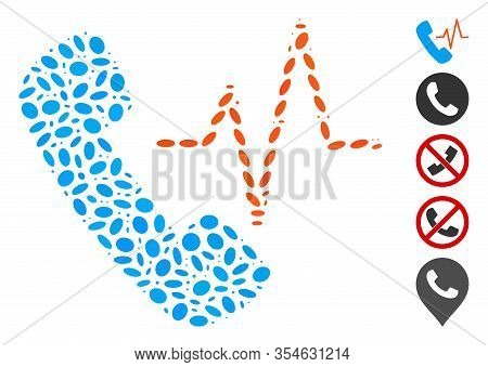 Dot Mosaic Based On Telephony. Mosaic Vector Telephony Is Composed With Random Oval Spots. Bonus Ico