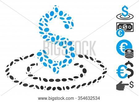 Dotted Mosaic Based On Money Area. Mosaic Vector Money Area Is Formed With Randomized Elliptic Spots