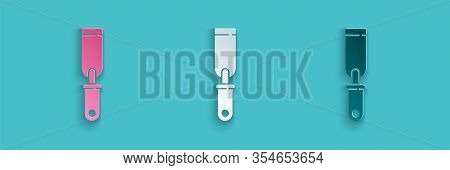Paper Cut Rasp Metal File Icon Isolated On Blue Background. Rasp For Working With Wood And Metal. To