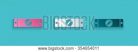 Paper Cut Construction Bubble Level Icon Isolated On Blue Background. Waterpas, Measuring Instrument