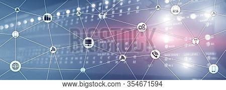 Website Banner Mixed Media. Iot - Internet Of Things Concepts. Ict - Information And Telecommunicati