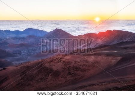 Sunrise At Haleakala National Park In Maui, Hawaii.