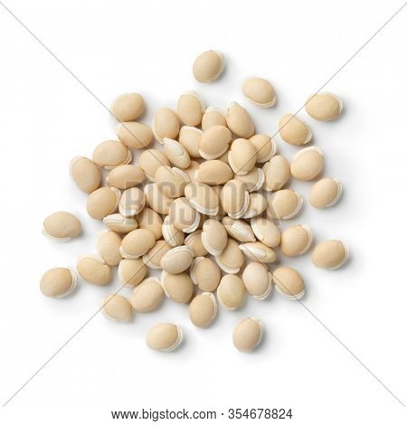 Heap of dried Hyacinth beans isolated on white background