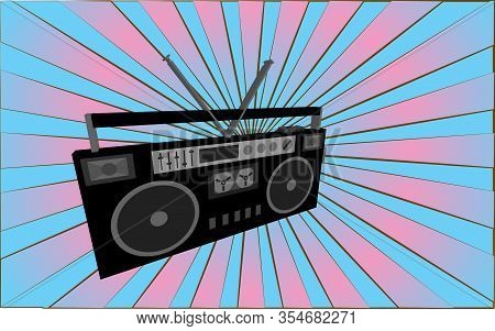 Retro Old Antique Music Audio Recorder From The 70s, 80s, 90s, 2000s Against A Background Of Abstrac