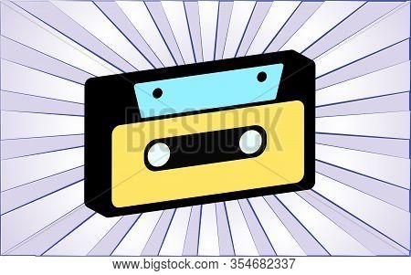 Retro Old Antique Musical Audio Cassette From The 70s, 80s, 90s, 2000s Against A Background Of Abstr