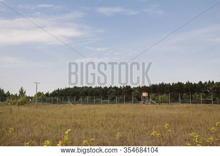Border Between Serbia And Hungary Bewtween Kelebia And Tompa, With A Watchtower And The Hungarian Bo