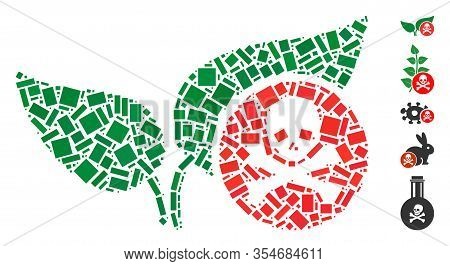 Dotted Mosaic Based On Herbicide. Mosaic Vector Herbicide Is Composed With Random Rectangle Dots. Bo