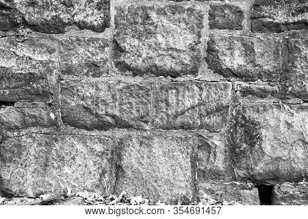 Black And White Coblestone Wall For Background