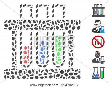 Dotted Mosaic Based On Analysis Test-tubes. Mosaic Vector Analysis Test-tubes Is Formed With Random 
