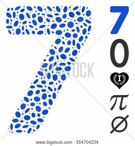 Dot Mosaic Based On 7 Digit. Mosaic Vector 7 Digit Is Composed With Randomized Elliptic Items. Bonus