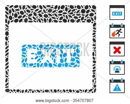 Dotted Mosaic Based On Exit Caption Calendar Page. Mosaic Vector Exit Caption Calendar Page Is Creat