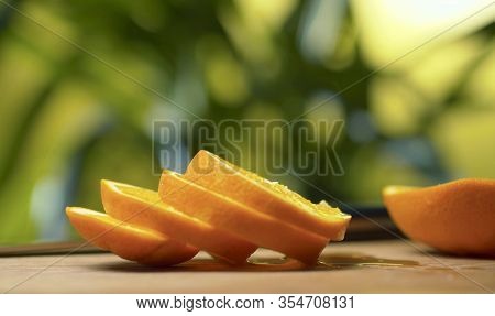 Sliced Orange On The Table