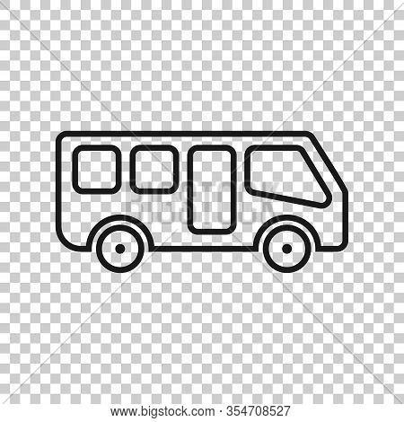 Bus Icon In Flat Style. Coach Vector Illustration On White Isolated Background. Autobus Vehicle Busi