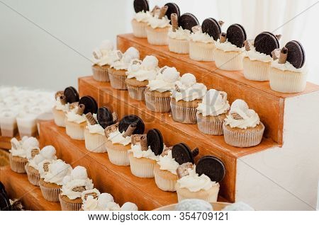 Candy Bar. Table With Sweets, Candies, Dessert