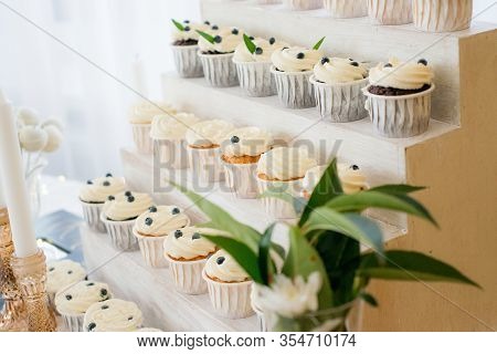 Candy Bar. Table With Sweets, Candies, Dessert