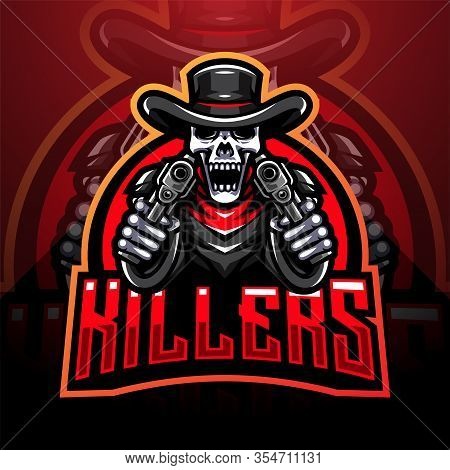 Skull Gunners Esport Mascot Logo With Text