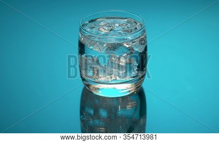Tonic Fizzy Water In A Glass With Ice