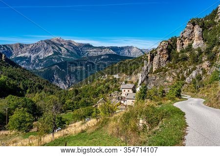 Panoramic View Of The Mercantour National Park Near Valberg, French Alps, France In Europe