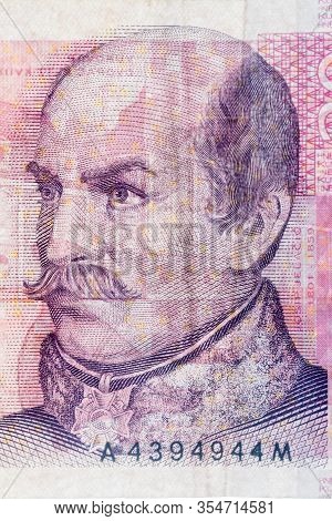 Portrait Of Ban Josip Jelacic On 10 Croatian Kuna (hrk) Banknote.