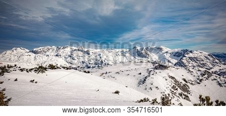 Tauplitz Alm close to Bad Mitterndorf in Styria, Austria, in winter.