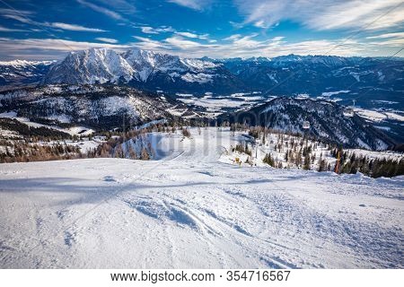 Tauplitz Alm close to Bad Mitterndorf in Styria, Austria, in winter.