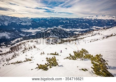 Tauplitz Alm close to Bad Mitterndorf in Styria, Austria, in winter.