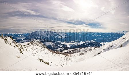 Tauplitz Alm close to Bad Mitterndorf in Styria, Austria, in winter.