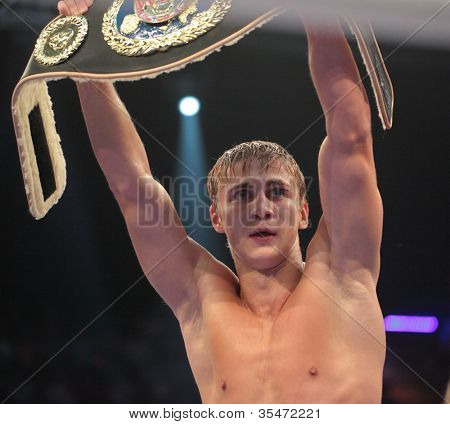 ODESSA, UKRAINE - 21 juli: Alexander Spirko vinder WBO europæiske lys mellemvægt titel i Odessa,