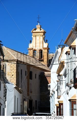 Whitewashed Townhouses With A Church To The Rear, Osuna, Seville Province, Andalucia, Spain, Europe.