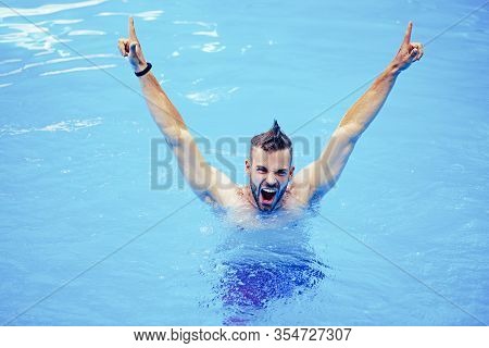 Summer Men - Excited. Beautiful Young Man Relaxing On Beach. Beach Clubs In Ibiza. Travel. Beach Par