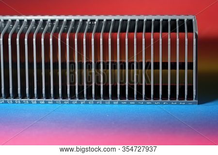 Old Slide Projector With Slide Frame Photographed In The Studio With Flash Light