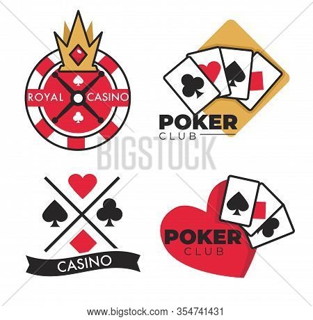 Casino Club Isolated Icons, Gambling Blub Emblems