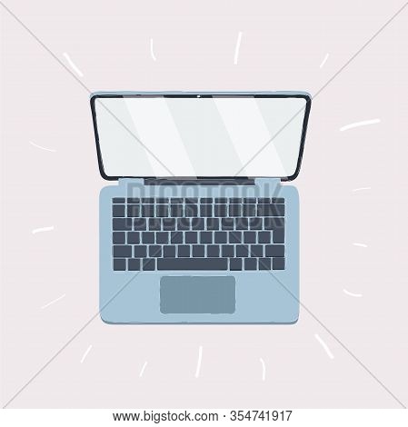 Vecor Illustration Of Top Wiew Laptop On White