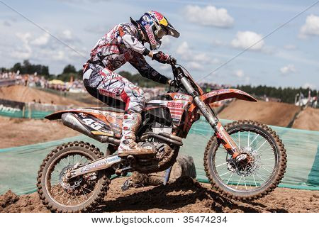 SEMIGORJE, Russland - Juli 22: Unidentified Fahrer beim Grand Prix von Russland der FIM Motocross World Champ