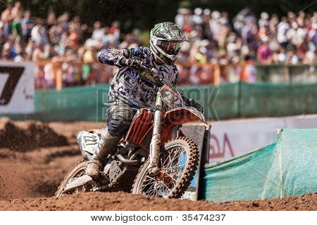 SEMIGORJE, Russland - Juli 22: Unidentified Fahrer beim Grand Prix von Russland der FIM Motocross World Champ