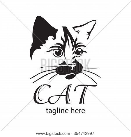 Vector Cat Logo Design Template. Abstract Animal Icon Label For Store, Veterinary Clinic, Shelter, B