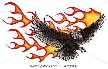 Flaming Eagle - Vehicle Graphic. Ready For Vinyl Cutting. .