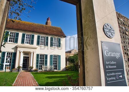 Brighton, United Kingdom - 8 October 2019: The Entrance Of The Grange Art Gallery Museum And Rotting