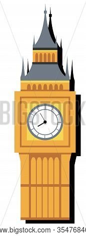 Big Ben Tower Clock Landmark England Monument City Lodon Illustration