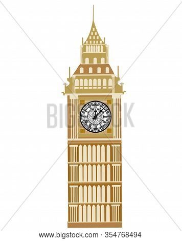 Big Ben Tower Clock Landmark England Monument City Lodon Illustration