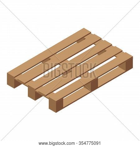Wood Pallet Icon. Isometric Of Wood Pallet Vector Icon For Web Design Isolated On White Background