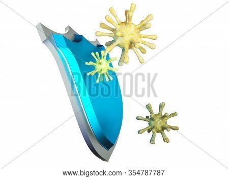Antibacterial Or Anti Virus Shield, Health Protect Concept. 3d Rendering